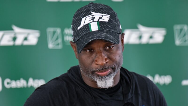 Aaron Glenn during a Jets press conference