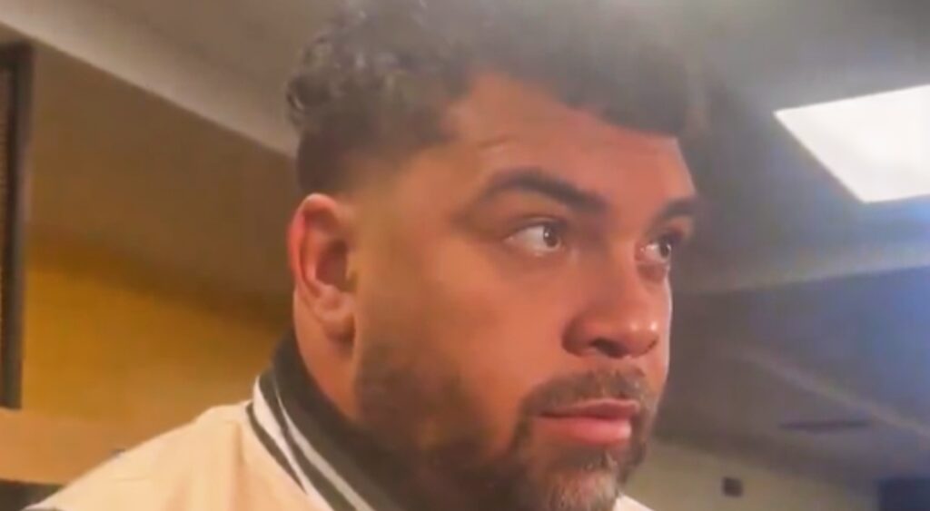 Cam Heyward speaking to reporters