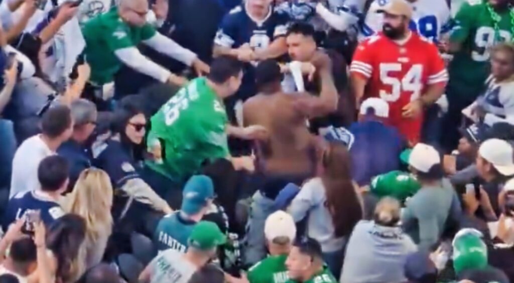 Cowboys and Eagles fans fighting