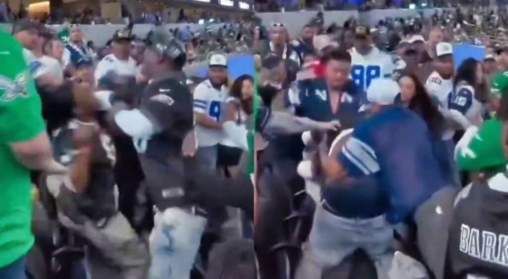 Eagles and Cowboys fans fighting