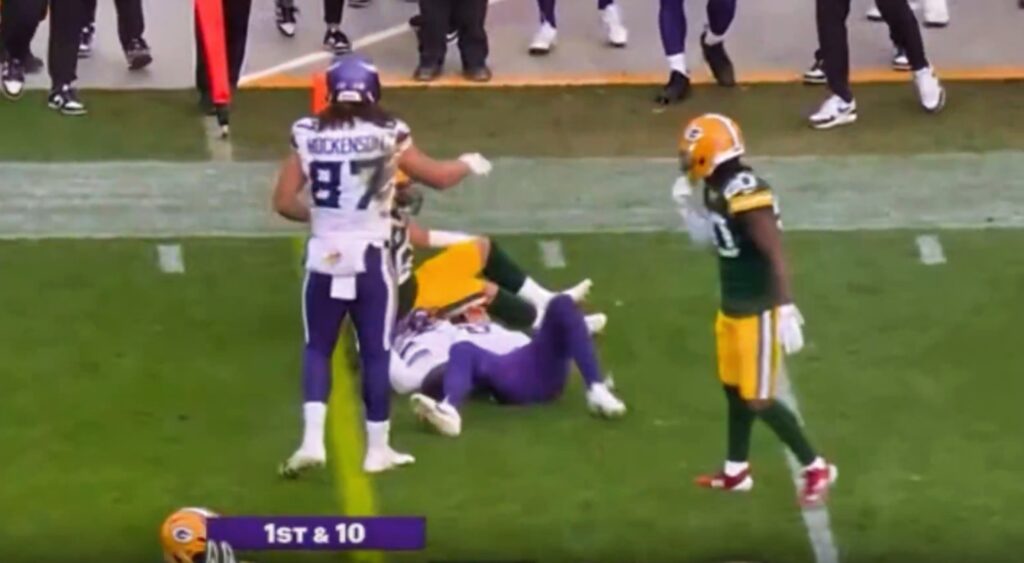 JJ McCarthy on the ground