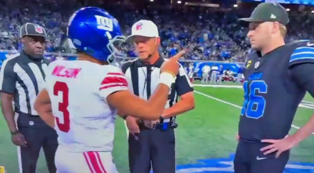 Russell Wilson Ripped For His Actions Caught On Camera During New York Giants-Detroi Lions Overtime Coin Toss