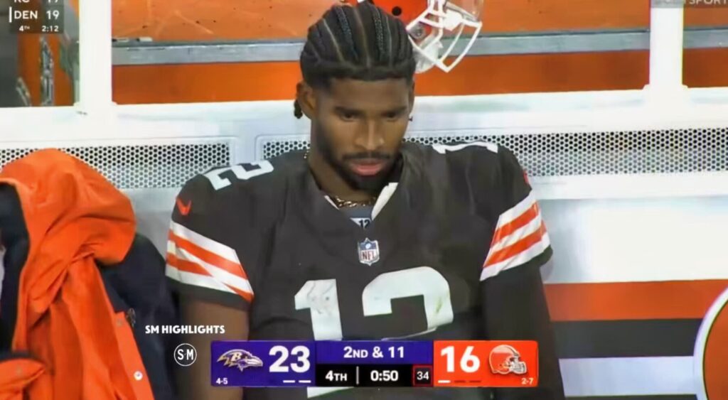 Shedeur Sanders on Browns bench