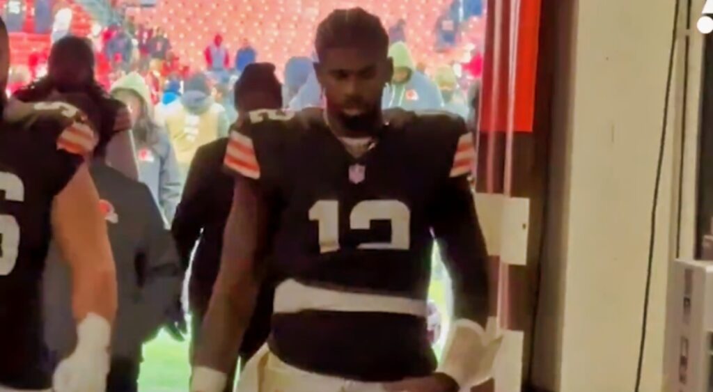 Shedeur Sanders walking to locker room