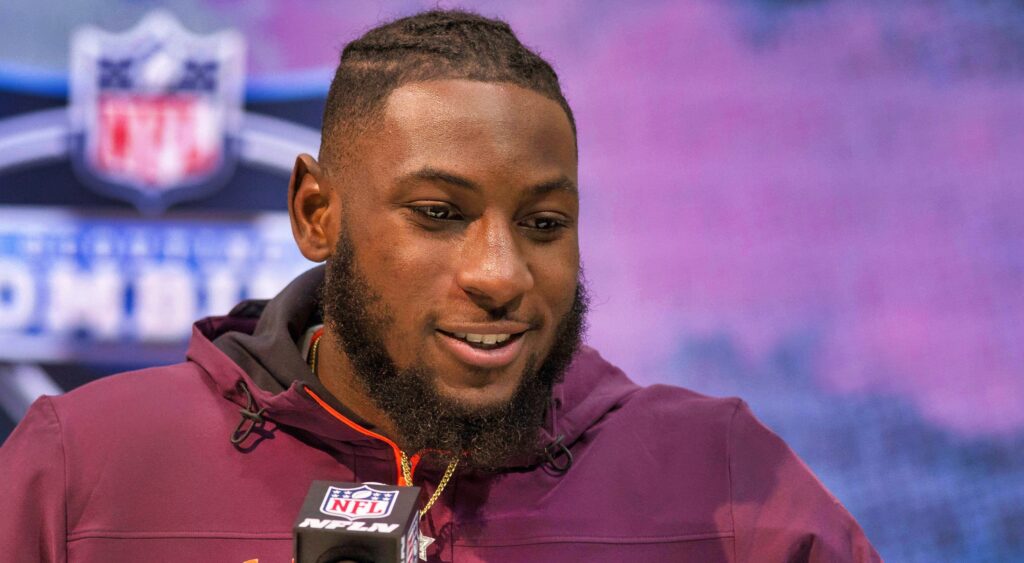 Kris Boyd speaks to media during the 2019 NFL Combine