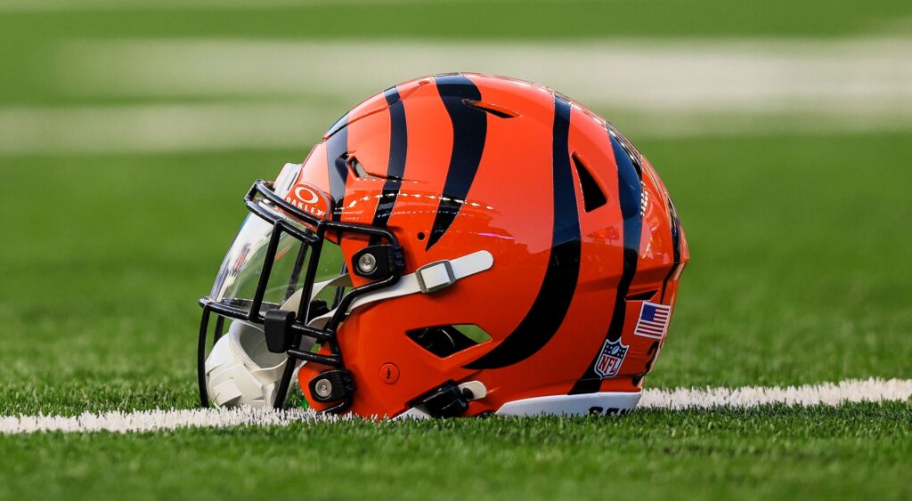 Cincinnati Bengals helmet on the field