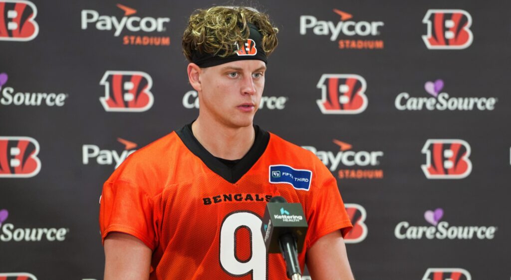 Joe Burrow speaking to reporters