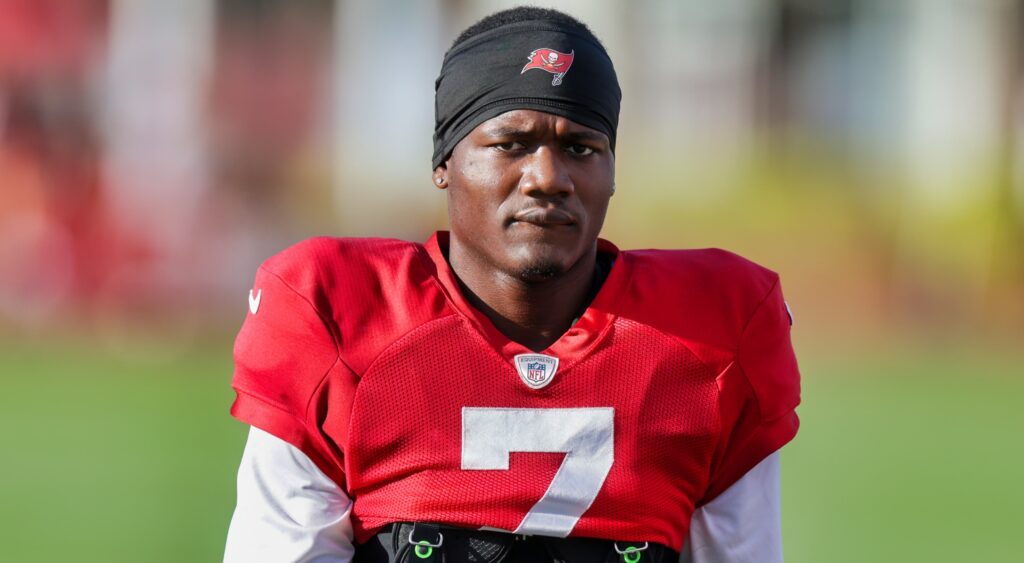 Tampa Bay Buccaneers running back Bucky Irving at practice