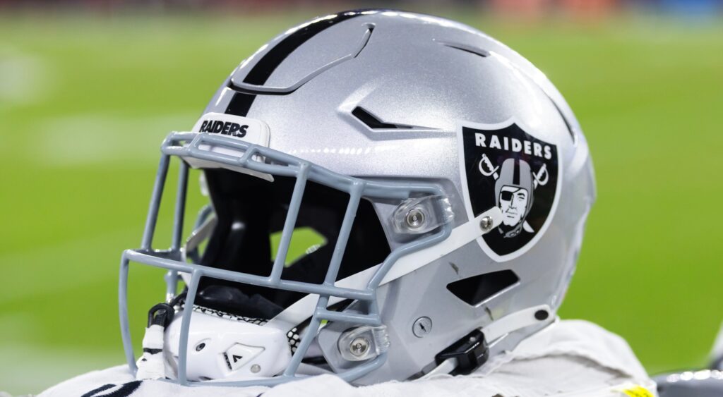 Las Vegas Raiders helmet. The team fired offensive coordinator Chip Kelly.