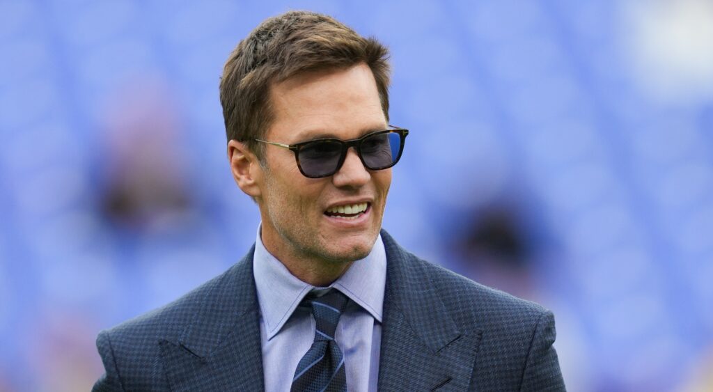Fox Sports announcer Tom Brady in suit
