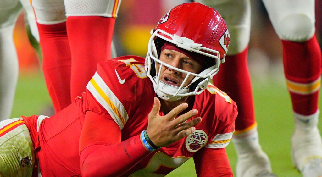 Kansas City Chiefs quarterback Patrick Mahomes on the field
