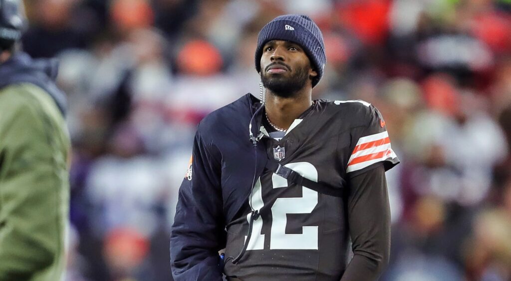 Cleveland Browns quarterback Shedeur Sanders in uniform