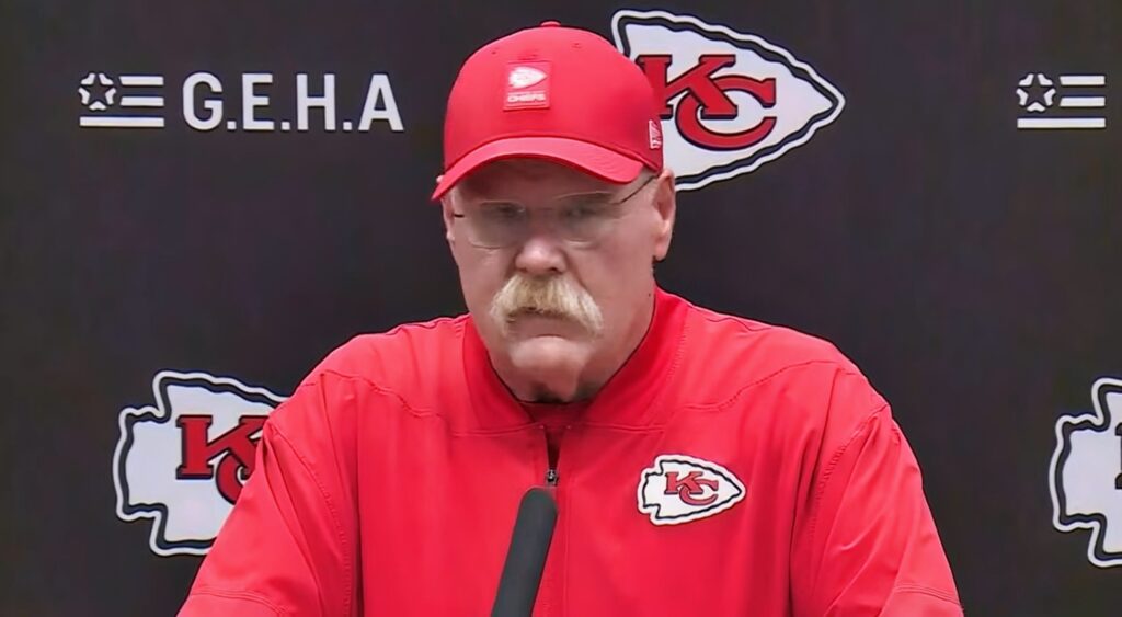 Andy Reid speaking to reporters.