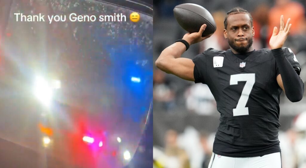 NFL fan being pulled over and Geno Smith.