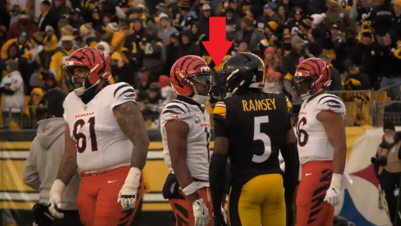 Ja'Marr Chase spitting at Jalen Ramsey