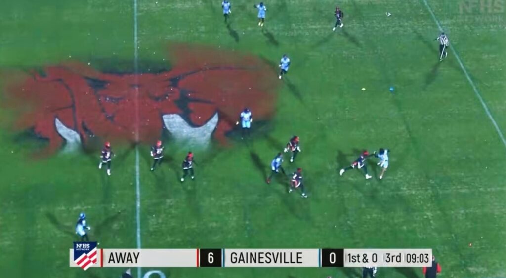 Aerial view of flag football game