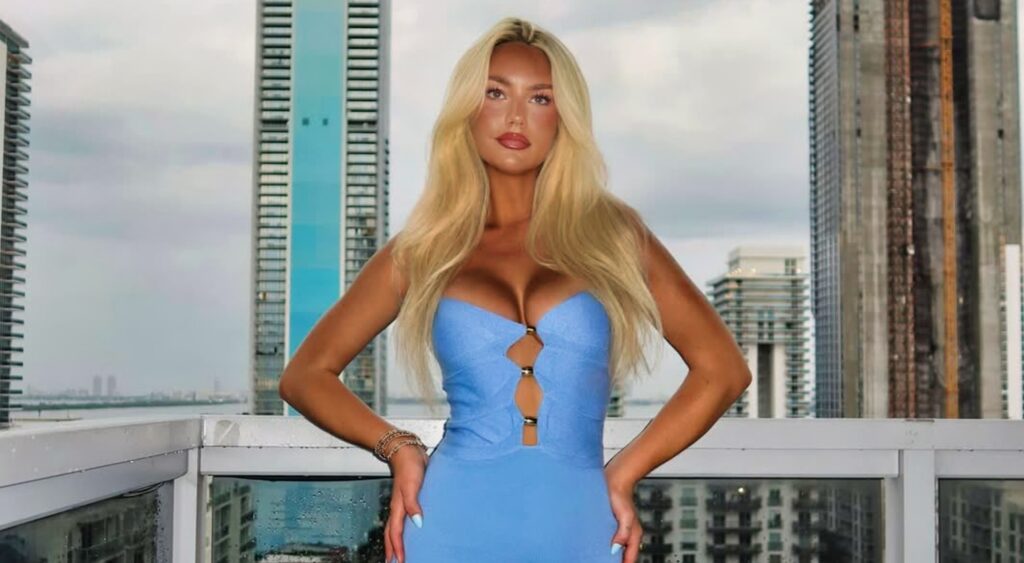 Marissa Ayers posing in blue dress