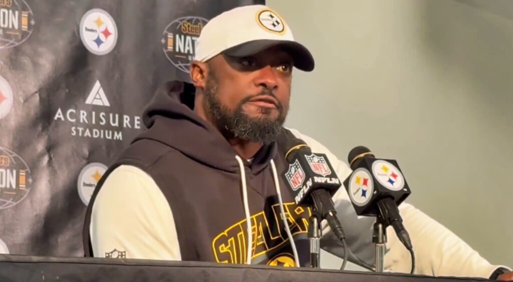 Mike Tomlin talking to reporters