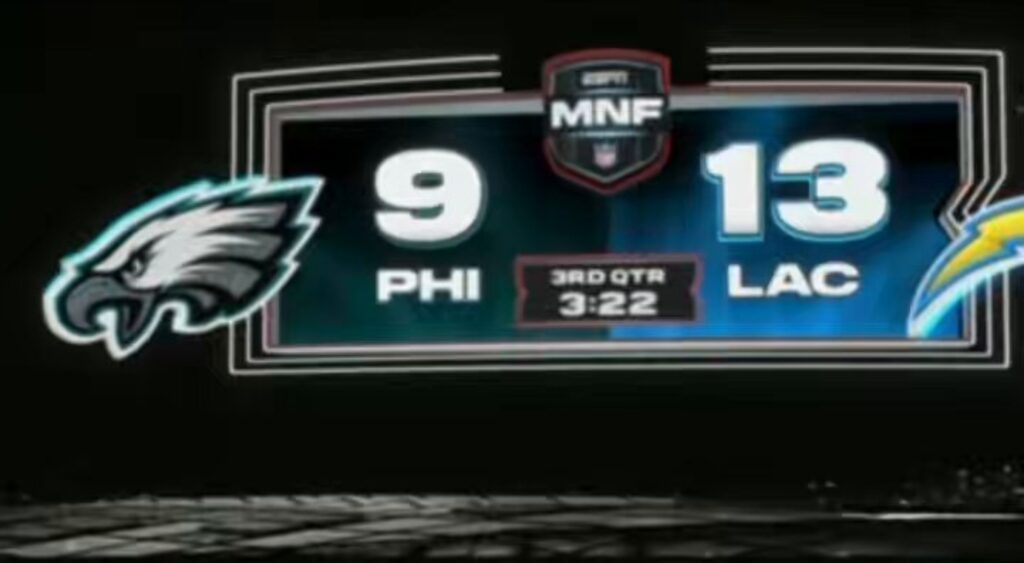 Monday Night Football score for article on Joe Buck