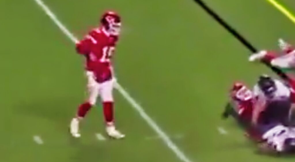 Patrick Mahomes on the field