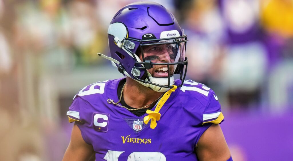 Minnesota Vikings wide receiver Adam Thielen in uniform