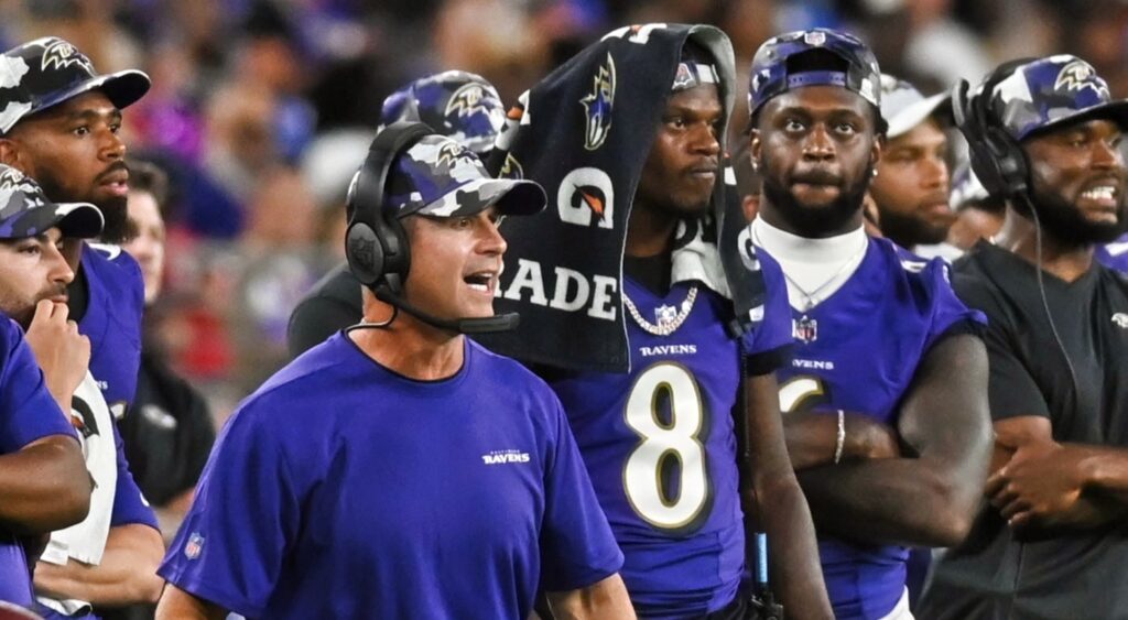 John Harbaugh and Lamar Jackson.