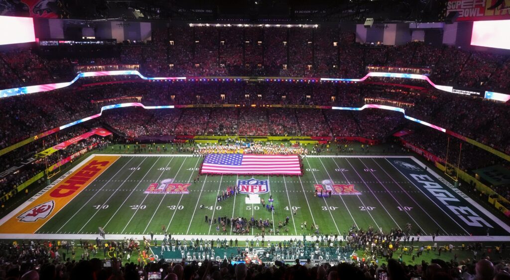 National Anthem being played at the Super Bowl