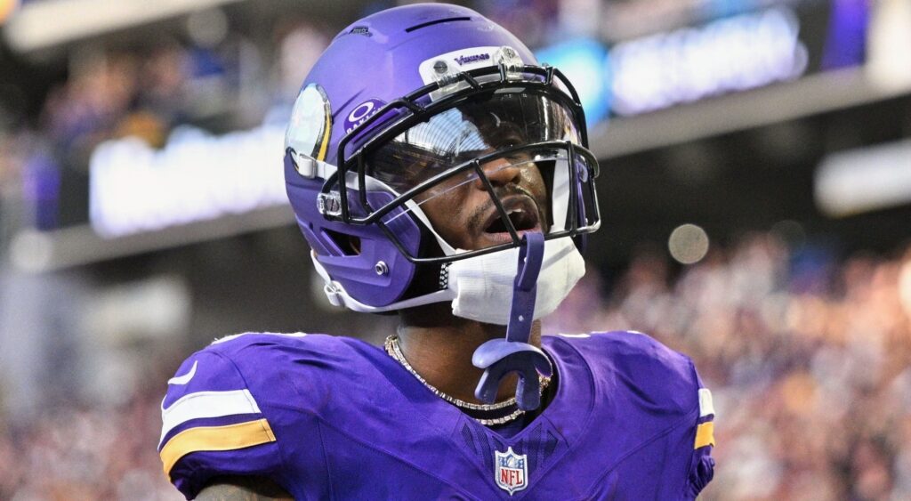 Jordan Addison in Vikings gear
