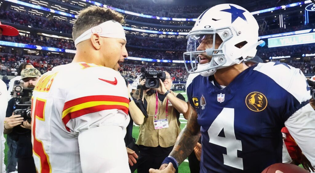 Patrick Mahomes and Dak Prescott after Kansas City Chiefs-Dallas Cowboys game.