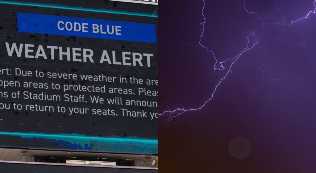 EverBank Stadium scoreboard and a flash of lightning. The Jacksonville Jaguars host the Indianapolis Colts on Sunday.