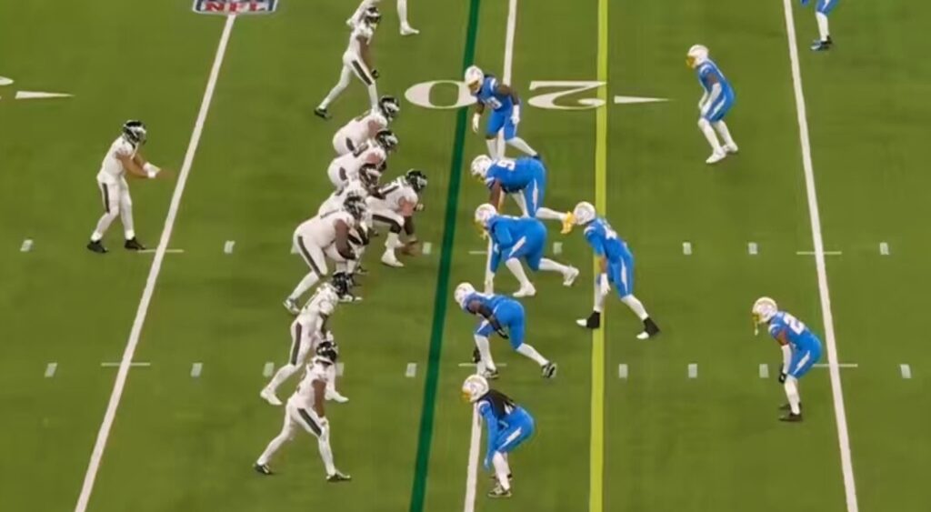 Jalen Hurts running a play.