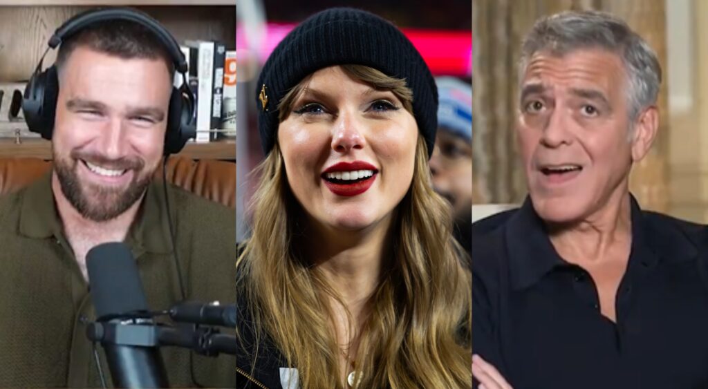 Travis Kelce, Taylor Swift and George Clooney.